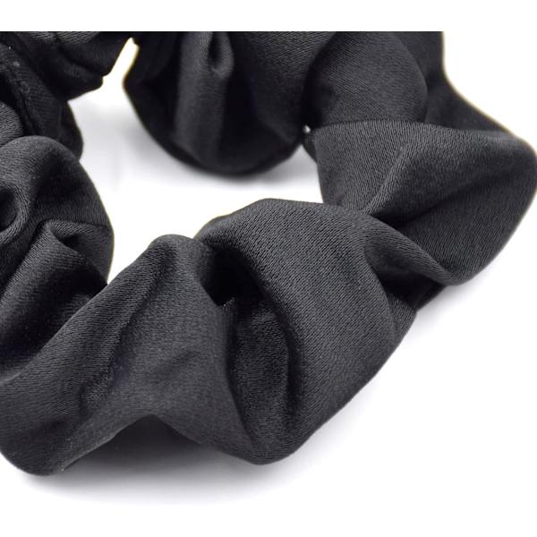 Svart Scrunchies Satin Silke Stretchy Enfärgade Hårband för Tjockt Hår Lockigt Hår Tunnt Hår Sovande Spårlös Frizz Förebyggande  (3 st)