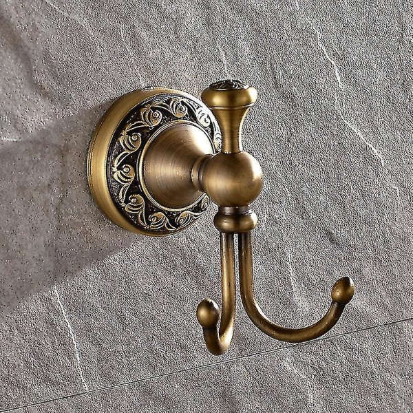 Kåbe Krog Retro Messing Badeværelse Krog 2 Kroge Badeværelse Tilbehør Sæt Papir Rulleholder Antik Messing Finish Væghængt Guld Bølge