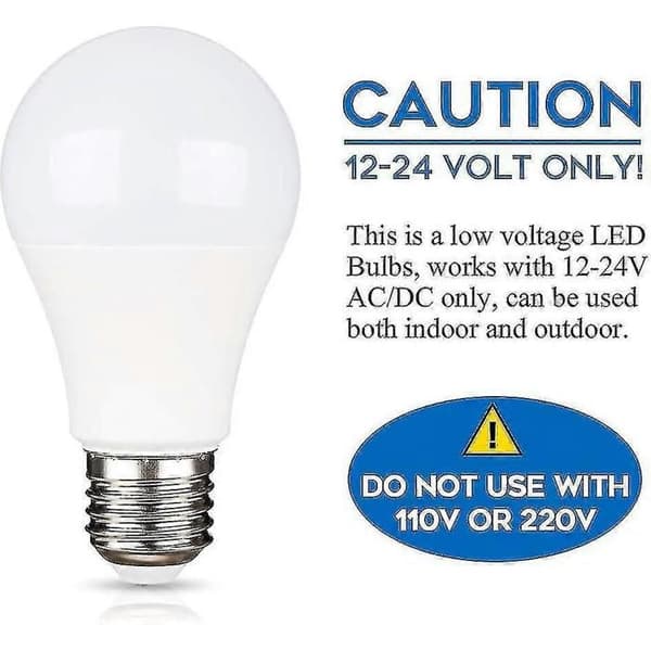 E27 9W LED-lampor, kallvit 6000K, motsvarande 75W halogen, 12V, 12V/24V strömförsörjning, 4-pack.