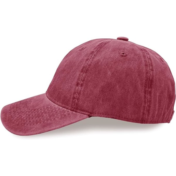 Baseballkasket, justerbar bomuldssport udendørs solhætte Unisex Hip Hop Casual Hat Snapback Cap (vinrød)