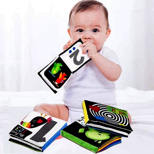 Sensory Black And White Books Newborn 4 High Contrast Books Baby Toy For 0-3 6 12 Months