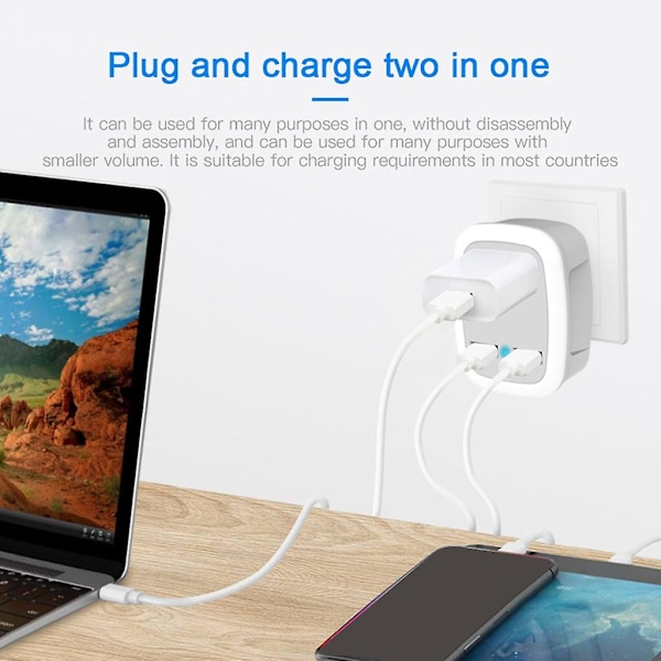 Monitoiminen US-EU/UK/IT/CH-matkasettiadapteri 2 USB:llä 3 tuumaa