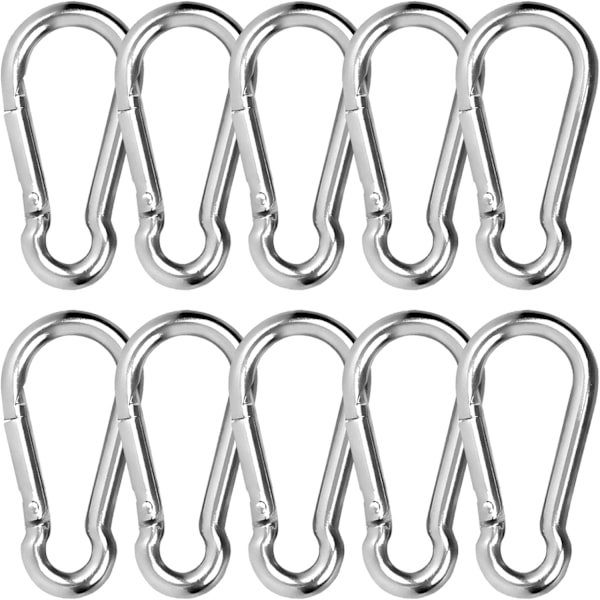10 stk. karabinkroker, 316 rustfritt stål, små karabinkroker, nøkkelringklips for utendørs, fotturer, kroker for løftehjelpemidler og håndtak 5*50mm