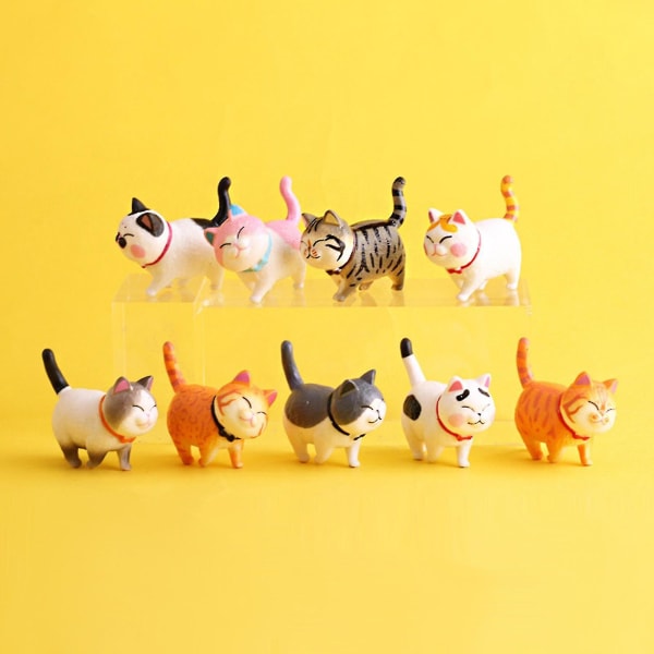 Kakepynt Miniatyr Katt Dyrefigurer Holdbare Skrivebordsdekorasjoner 9stk Kreativ Hjemmedekor Miniatyr Kattfigurer B