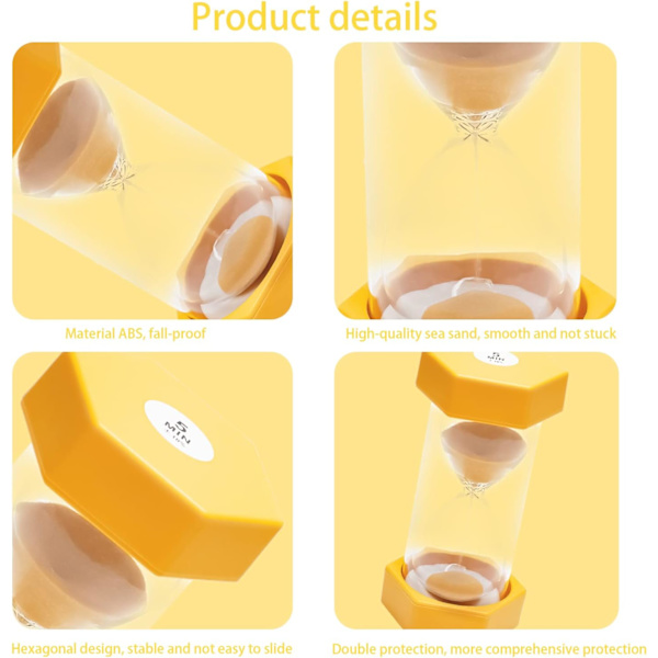 Timeglas Sand Timer, Sand Timer, Timeglas Børns Timeglas Timer Timeglas Sæt Farverigt Sandur Køkken Timer Yellow 5 min