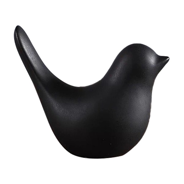 Håndlaget Fuglefigur Polert Keramikk Levende Utseende Kunstnerisk Fuglestatue for Inngang Black S
