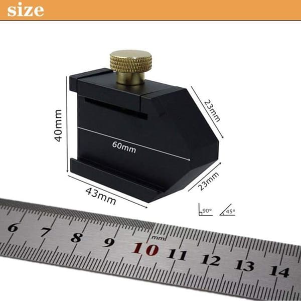 AIMOONSA 30 cm lineal i rustfrit stål - Parallel positioneringsblok, 45°/90° markering