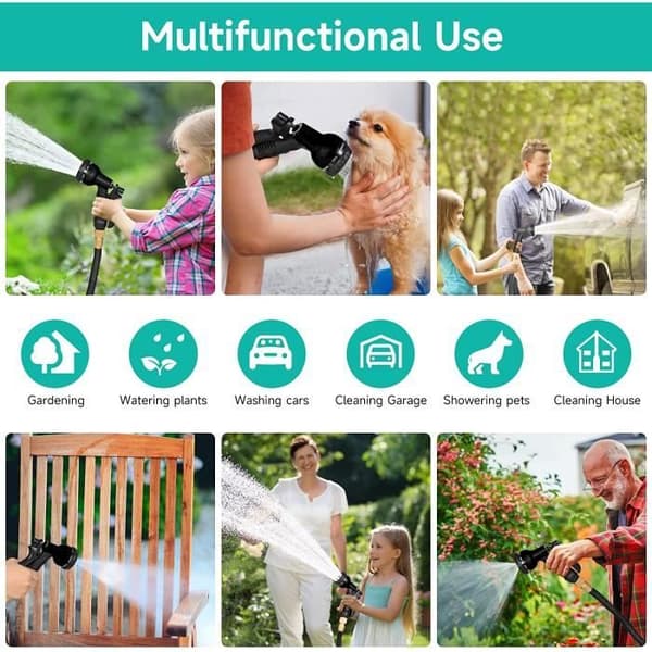 30M laajennettava puutarhaletku, letkukela seinäkiinnitteisellä letkunpidikkeellä puutarhaan - Musta