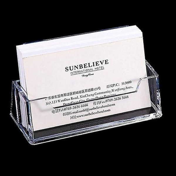 Transparent skrivebords hylde opbevaring display stativ akryl plastik transparent skrivebord visitkort holder (hvid)