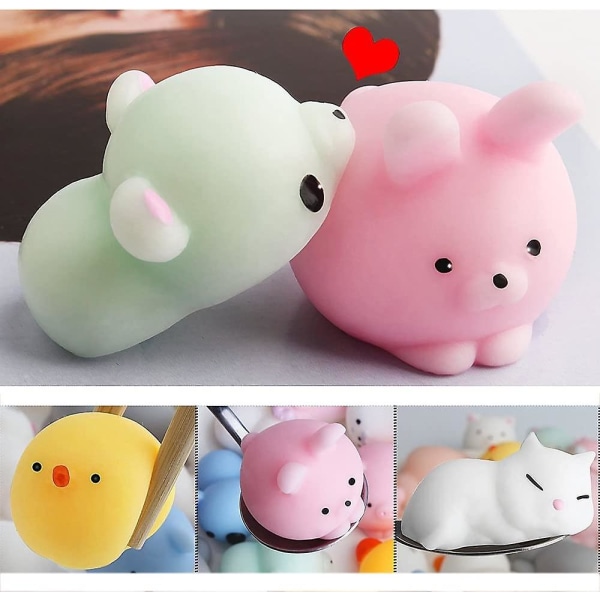 24 stk. Mini Squishy Dyr Squishies Kawaii Søde Bløde Legetøj Stress Squeeze Legetøj