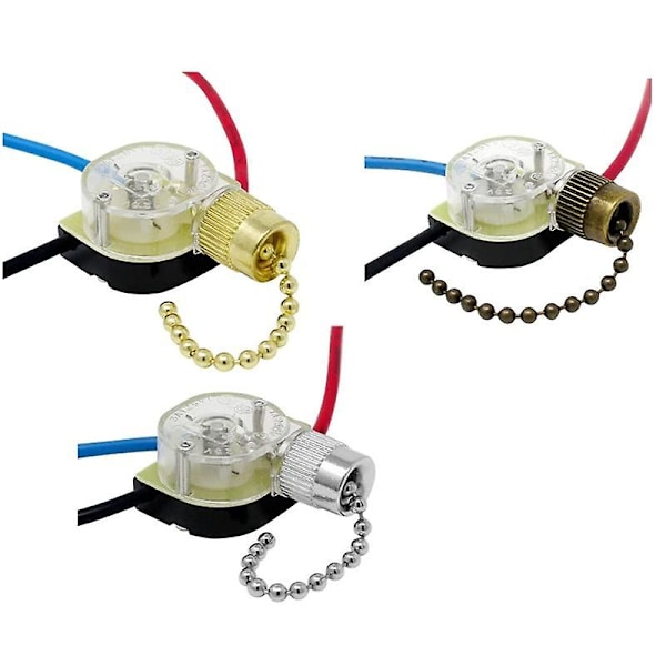 3-pak Loftventilator Lysswitch Ze-110 Ventilator Switch 3-trins Hastighed Ventilator Switch Loft Træk Kæde Switch R