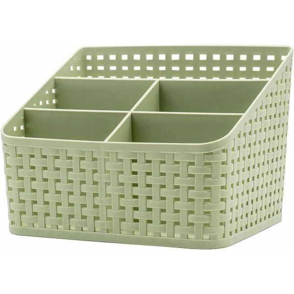 Översta förvaringskorg, Kosmetisk låda Organizer, Plast förvaringslåda Desktop 5 Grid Sub-grid case Multifunktionsförvaring för skrivbordet Office-Grön