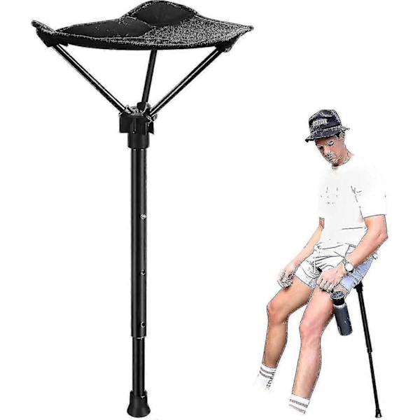 Bärbar Pall Höjdjusterbar Sits Infällbar Utomhus Fiskestol Med 3 Lägen Black