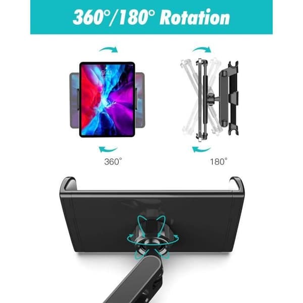 Bil Tablet Holder - HAUTSTORE - Kan forlænges til 25 cm - 360° Rotation - Kompatibel med 4,4-11 tommer tablets