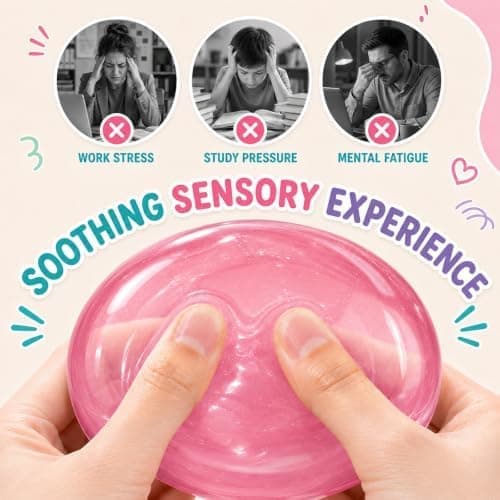 2-pak kokosolie stressbolde, langsomt stigende, ikke-klæbende fidget-legetøj, bløde sensoriske klemmebolde til skrivebord (blå+pink)