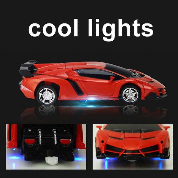 Transformer Fjernkontrollbil - RC Biler, Ett-Knapps Transformering, 360 Rotasjon Drifting, Gave til Barn 3+ red