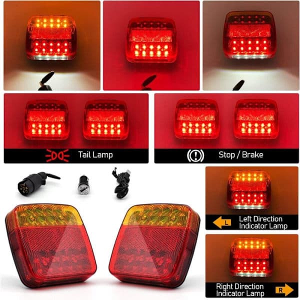 2-pakning trådløse WiFi LED-baklykter for tilhenger, bil, lastebil, traktor