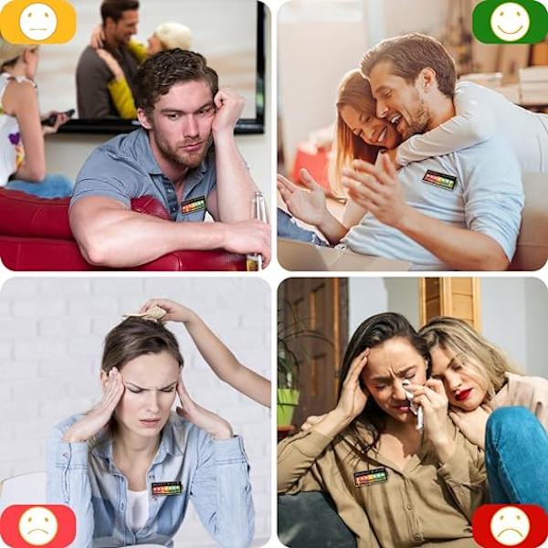 Mine sociale batteripins, sjove sociale humør broche pin til 7 dage, interaktive humør pins med justerbar skyder, kreativ udtryksfuld pin broche (sort)