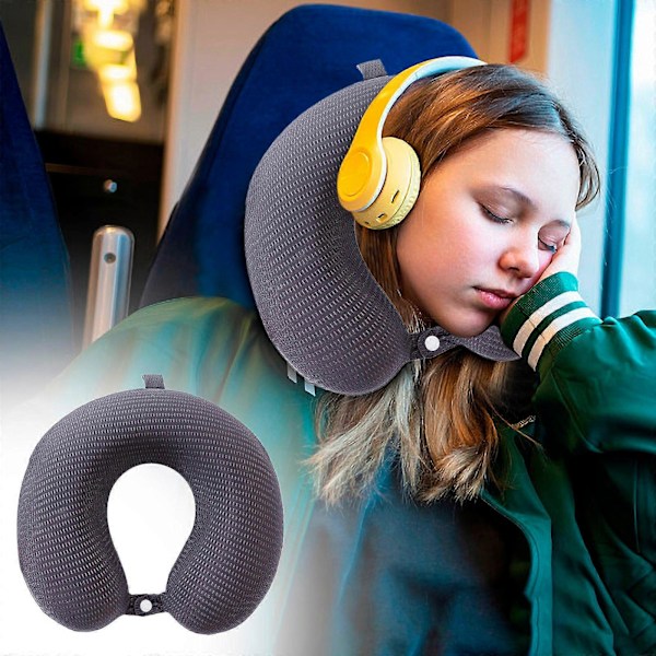U-formet pute med memory foam, sommeris silke, cervical pute, is silke, sakte kontor nakkepute, lurpute Gray