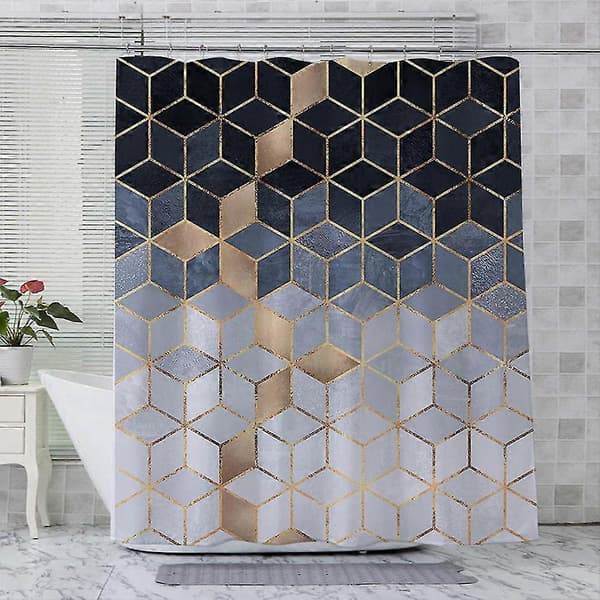 Moderne geometrisk vanntett dusjforheng til baderom Grey 180x200cm