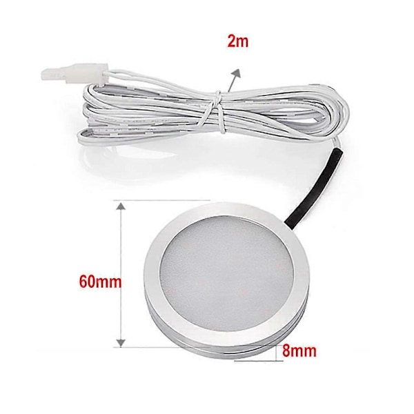 1-10 st LED rund skåpbelysning vinskåp Husbilslampa 12V liten downlight puck light Warm white 3000K 4 Pcs LED Light