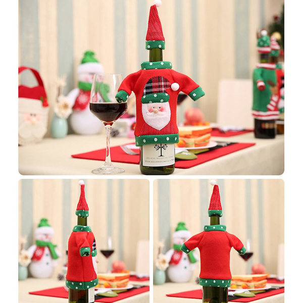 3stk julevinflaskebetræk, grim julesweater vinflaskebetræk til julefestpynt