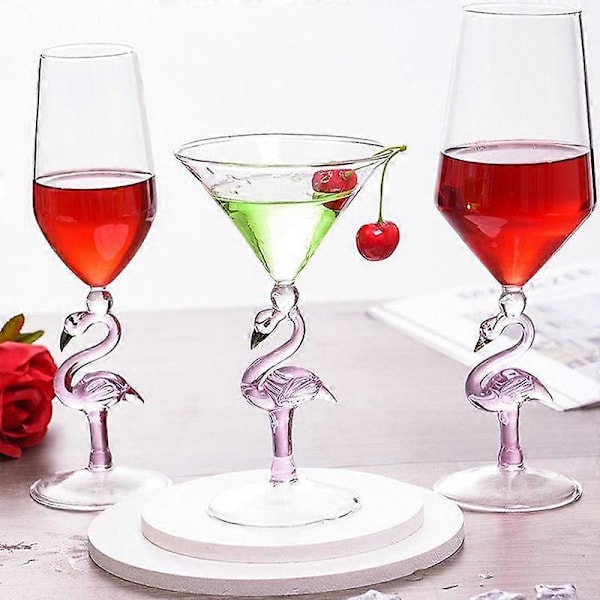 2 stk. Kreativ Flamingo Cocktailglas Omvendt Kegleformet Champagne Martini Krystalglas Bryllup Fødselsdagsfest Vinglas Kop 500ml 2pcs