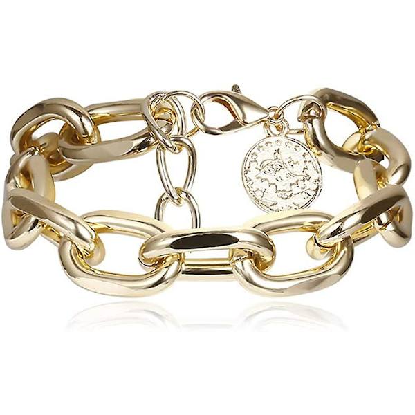 Guldpappersklämma Armband Justerbart Skiktat Staplat Charm Kedja Neutral Fashion Armband För Kvinnor Flickor - -