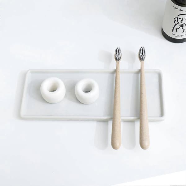 Keramisk Mini Tannbørsteholder for Baderom 2 stk white