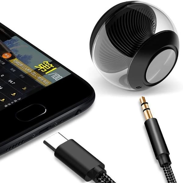 Aux-kaapeli Type-C USB-C - 3,5 mm liitin matkapuhelintarvikkeisiin Black