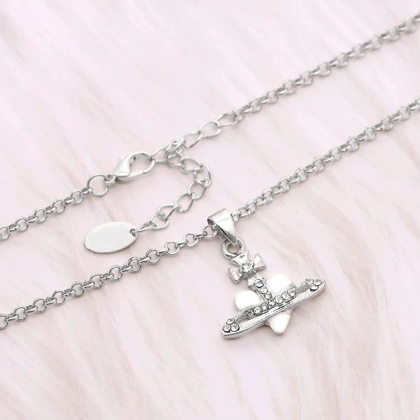 Saturnus Planet Halsband Kärlek Hjärta Saturnus Planet Hänge Choker Halsband Stud Örhänge Halsband För Kvinnor Dam Charm Syster Flickvän Bröllop Födelsedag