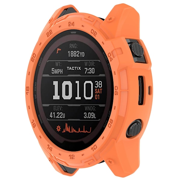 TPU Bumper Case for Garmin Tactix 7 AMOLED - Beskyttende klokkedeksel med urskive Orange Style B Other Smartwatch Model