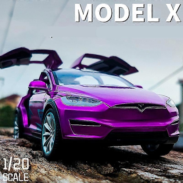 1:24 Tesla Model X SUV Seosautomalli Painevalettu Metalliauto Ajoneuvomalli Simulaatio Ääni- ja Valokokoelma Lasten Lelulahja Blue