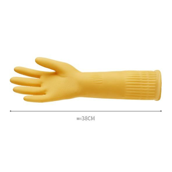 1 par gule gummihansker - Lange gummihansker til oppvask (medium 38 cm)