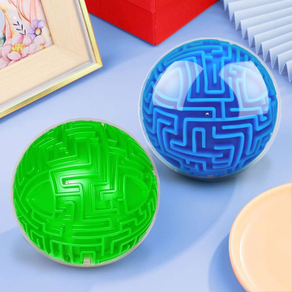 Labyrintkugle 3D puslespil kugle hjerne teasers spil, 2 stykker labyrintkugle legetøj, dobbelt udfordringer hjerne interaktiv puslespil kugle sfære spil fest favoriserer