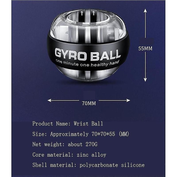 Rannepallo Gyro Power Ball Auto Start Range Gyro Power rannepallo ja käsivarsia suojaava käsien lihasvoima