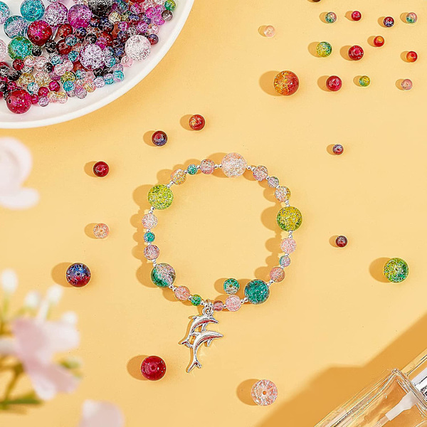 100 stk. 10 farver sprækkeglasperler 10 mm håndlavede lampwork runde krystalperler i løs vægt til sommerperlearbejde venskabsarmbånd mors dags smykkefremstilling