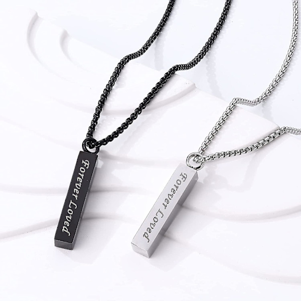 Urne Halskæde Til Aske Mænds Kæde Halskæde Urne Vedhæng Til Aske Sølv Sort Terning Urner Til Menneskelige Aske Minde Kremering Urne Medaljon Keepsake Urne Je