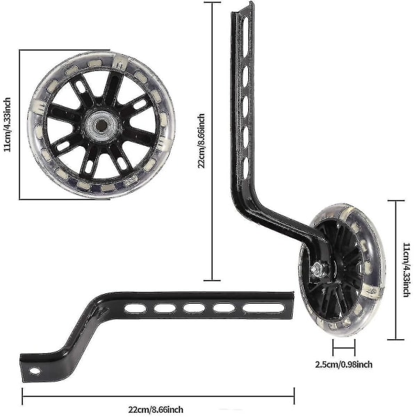 Cykelträningshjul, 1 par cykelträningshjul för barn Svart cykelstabilisatorer Stöd hjul Pojkar Flickor