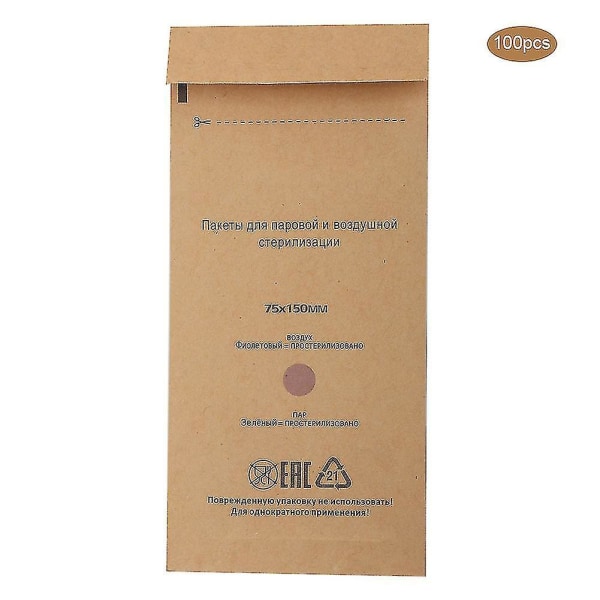 100 stk. engangs sterilisering kosmetik negleværktøj taske desinfektionsmaskine tilbehør 75x150mm