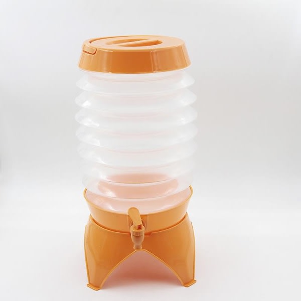Hopfällbar hink med kran för utomhusbruk, hopfällbar plastbehållare för vattenförvaring, campinginnehåll WELLNGS 3,5L - Orange