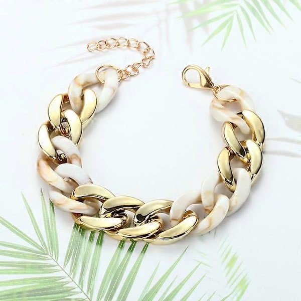 Shixin Hip Hop Overdrevet Tyk Led Kæde Armbånd Til Kvinder Ccb Materiale Store Brede Armbånd Mode Hånd Kæder Smykker S07-4