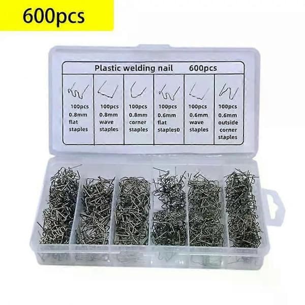 Varma plastsvetsklamrar, korrugerade klamrar, värmepistol, 600-delars set