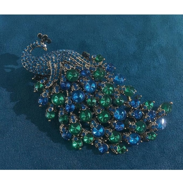 Rhinestone Peacock Brosch Kristall Stor Fågel Lapel Nål Damernas Djur Corsage Brosch Badge Nål Halsduk Kostym Klänning Dekoration Smycken Present