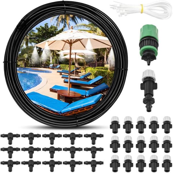 Utendørs hage- og terrassedusjsystem – 16m linje med 16 kobberdyser og 3/4\" adapter