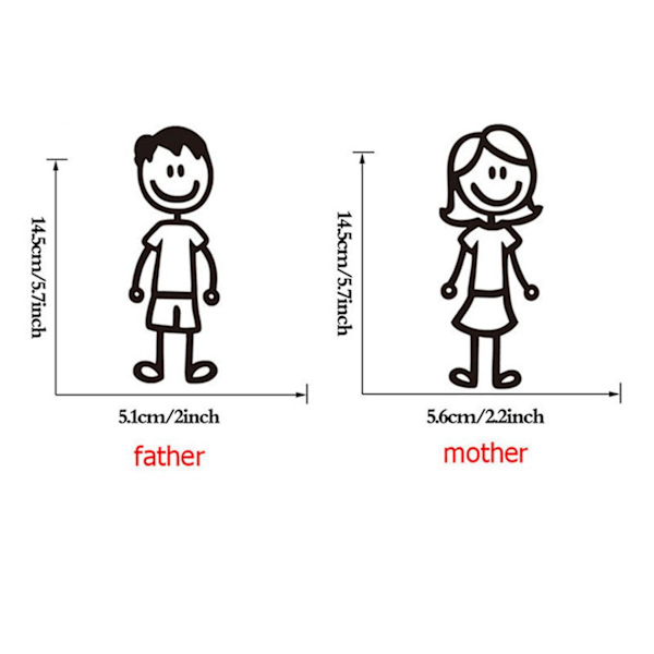 20 stk. Bilsticker Familie Med Kæledyr Bilsticker Held & Lykke Stickers Til Vindue (Sort)