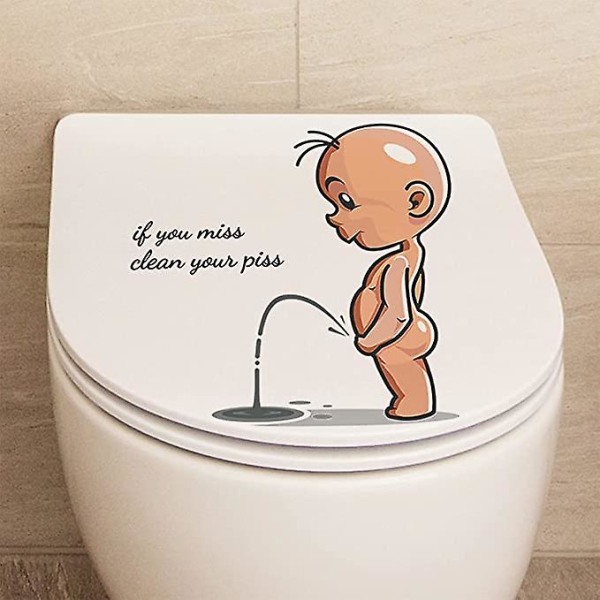 Toilet klistermærker, rengør din pis sjove klistermærker, vandtæt vinyl vægkunst skilt dekoration, aftagelige toiletsæde citat vægmalerier til toilet wc toilet dør se