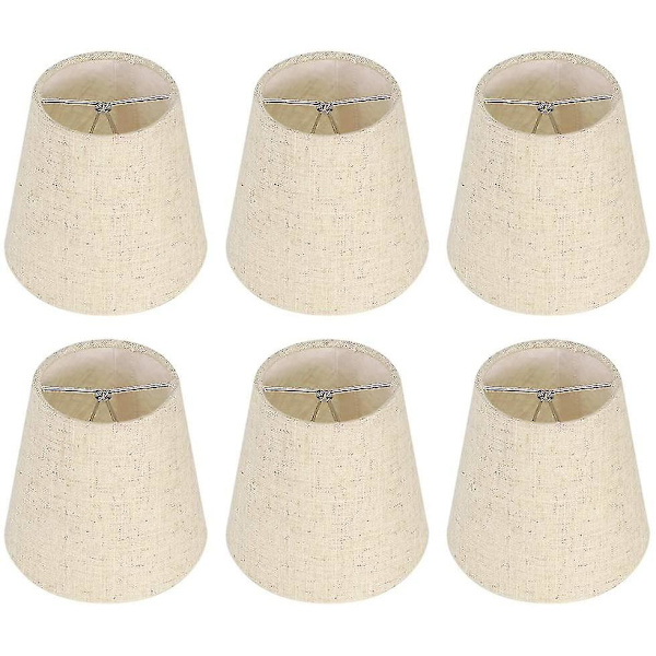 6 stk lampeskjermer vegglampe lysekrone klips på lampeskjerm E14 skrue lin små lampeskjermer for bordlamper