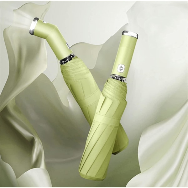 Automaattinen kokoontaittuva sateenvarjo LED-taskulamolla Green