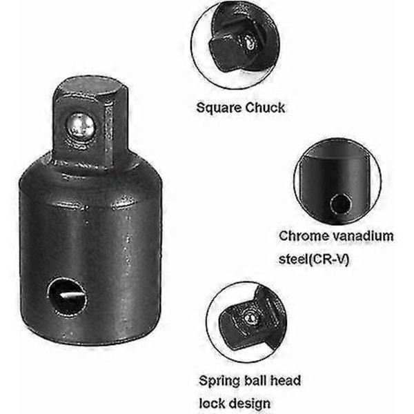 4 stk Ratchet Adapter Cr-v Impact Socket Wrench 1/4\" 3/8\" 1/2\" Konverter Drive Reducer Luft Impact Wrench Verktøy